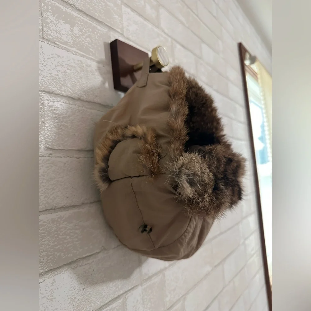 Vintage Style Trapper bomber winter hat with flaps Hat Fur Trim size L kids